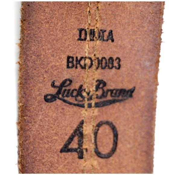 Lucky Brand BROWN GENUINE LEATHER 1 5/8"Wd STITCH CASUAL DRESS BELT Sz 40 (A26 - Picture 7 of 12